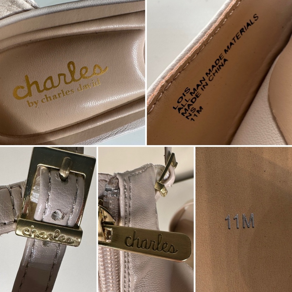 Charles by Charles David Lois Nude Cork Wedge Sandals Ankle Strap Platform 11M - Picture 8 of 15